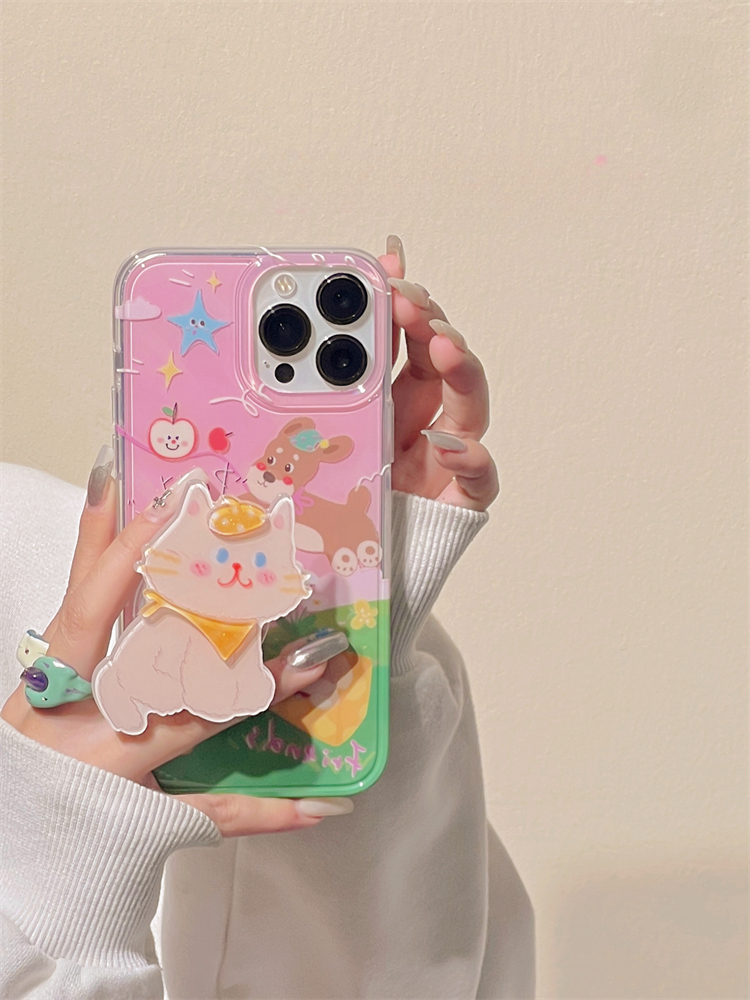 Happy with my cat and dog friend phone case | phone accessories | Three Fleas