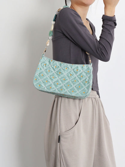 Vintage Green Beaded Shoulder Bag | bag | Three Fleas