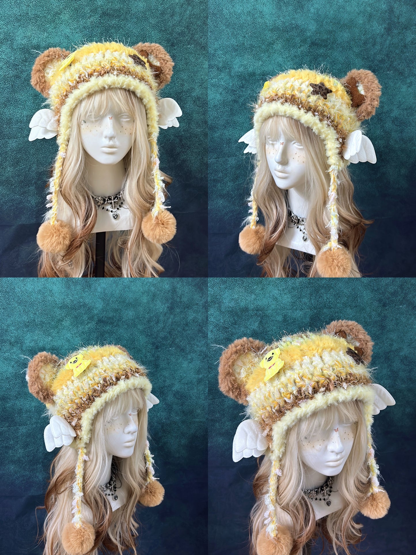 Sweet Animal Ear Pom-Pom Crochet Hat