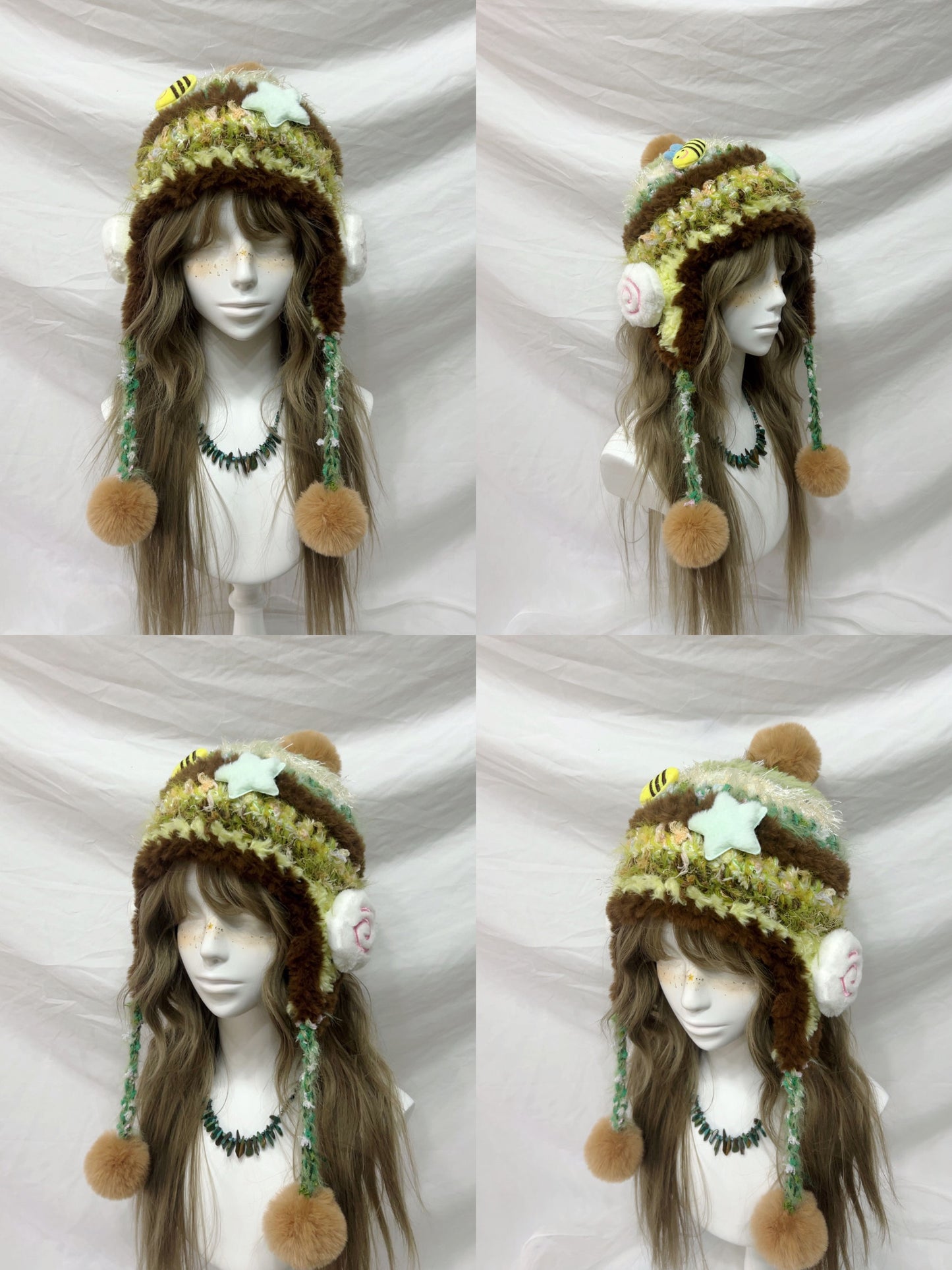 Cute Animal Ear Pom-Pom Crochet Hat