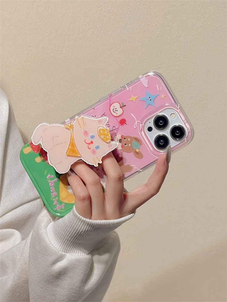 Happy with my cat and dog friend phone case