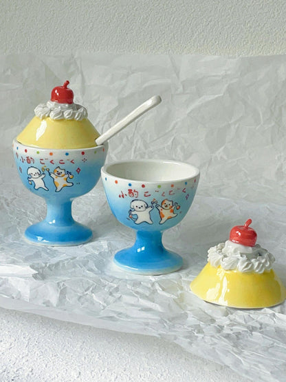 Pudding Ice Cream Hand-Painted Ceramic Cup