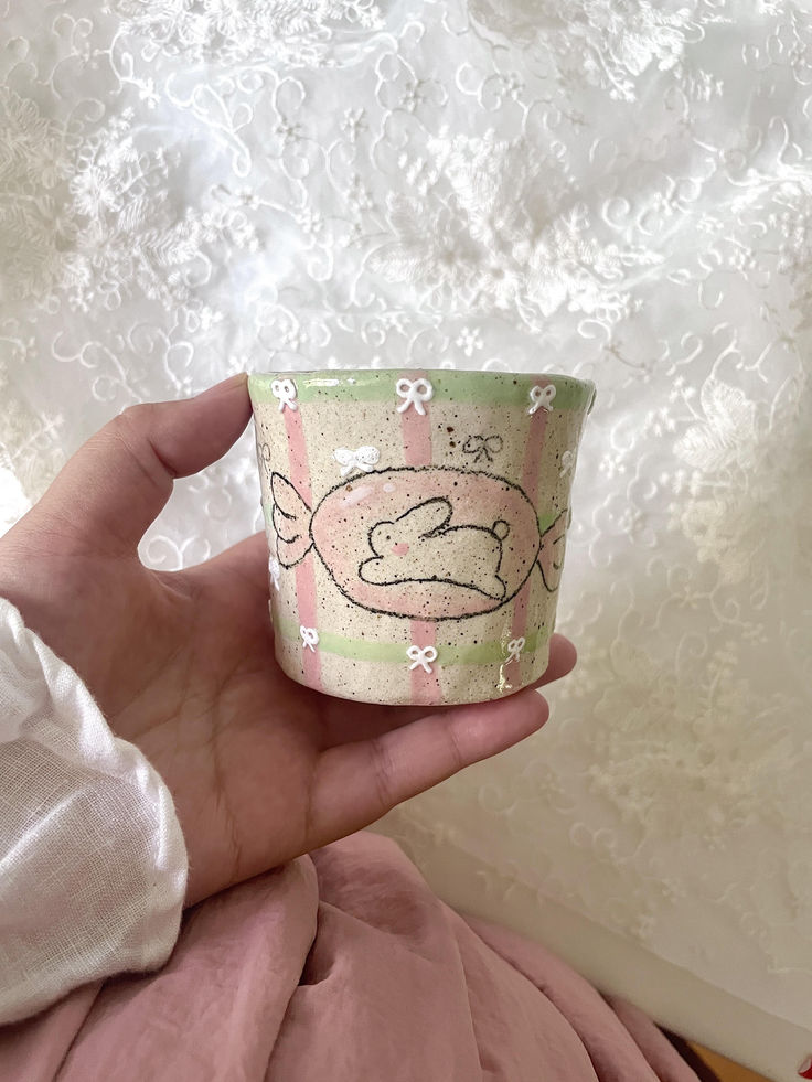 Playful Garden Hand-Painted Ceramic Cup