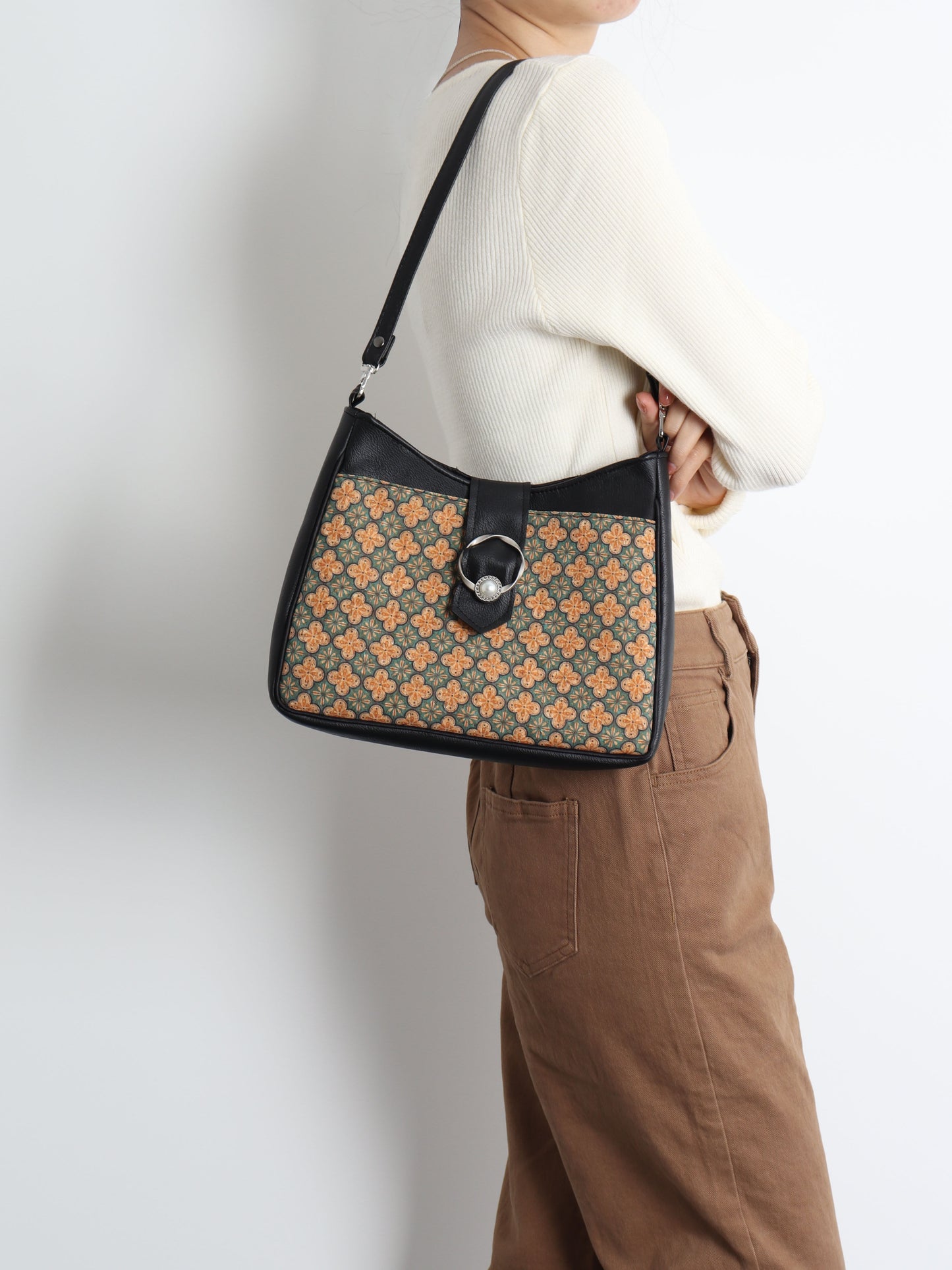 Vintage Floral Chinoiserie Shoulder Bag | bag | Three Fleas