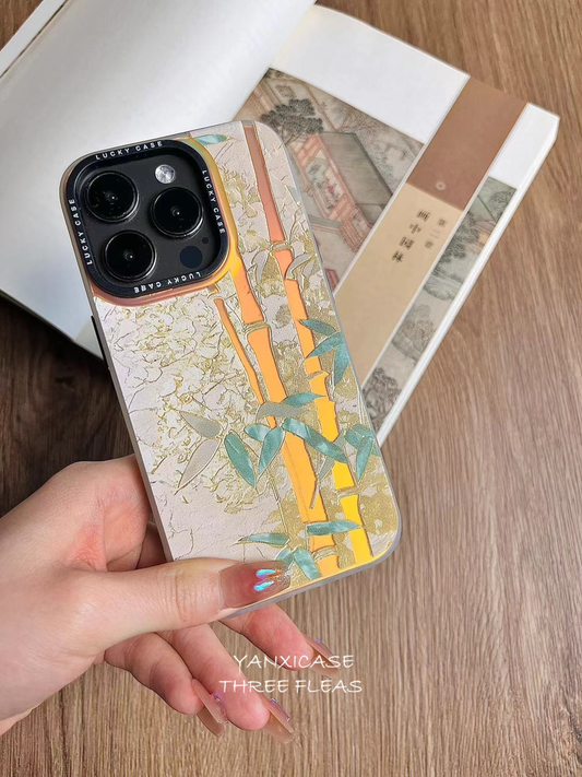 Chinoiserie Verdant Bamboo Laser Metallic Phone Case-YX