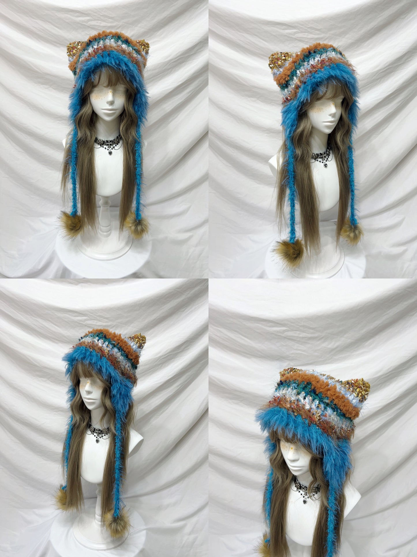 Animal Ear Pom-Pom Crochet Hat