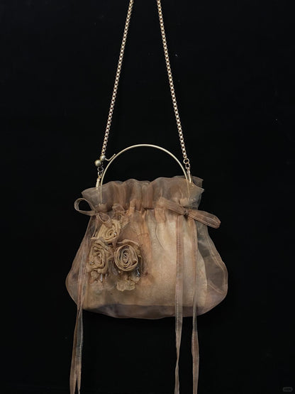 Ashen Rose Kiss-Lock Chain Bag