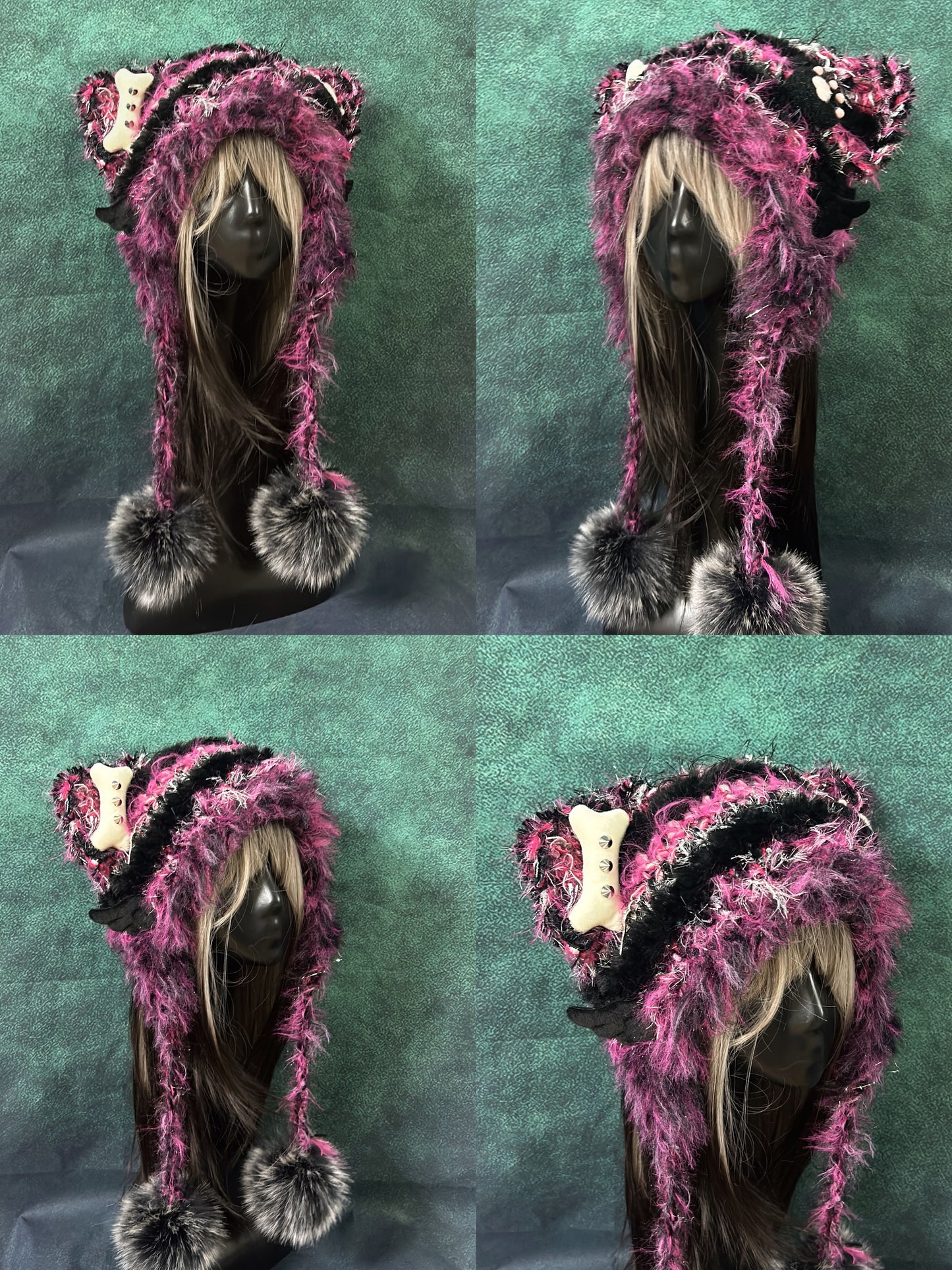 Animal Ear Pom-Pom Crochet Hat