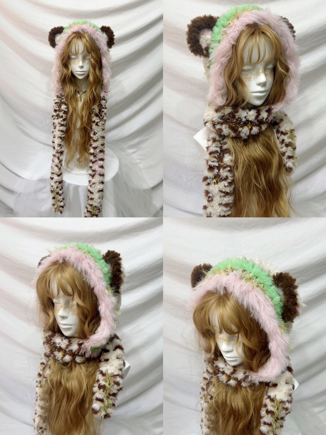Cute Animal Ear Pom-Pom Crochet Hat