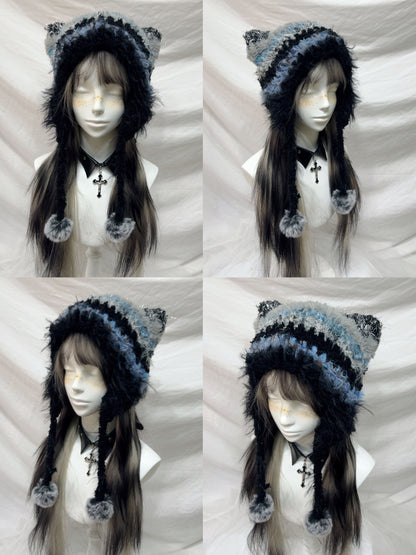 Animal Ear Pom-Pom Crochet Hat