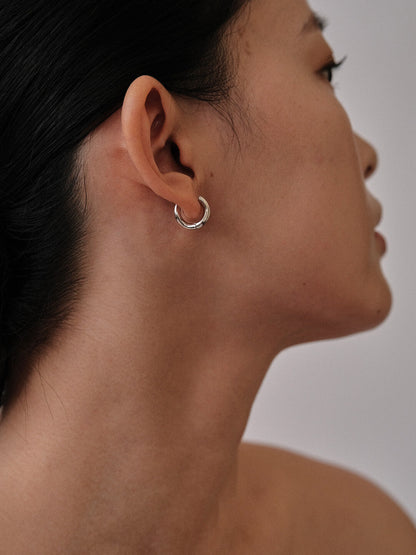 Simple Wave Silver Earrings