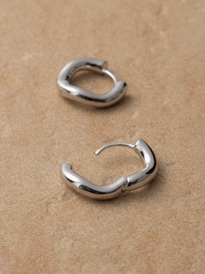 Simple Wave Silver Earrings