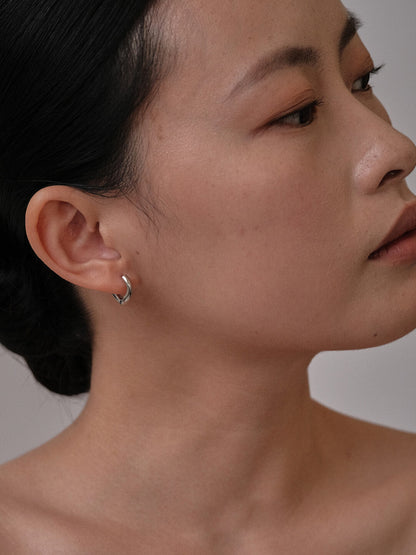 Simple Wave Silver Earrings