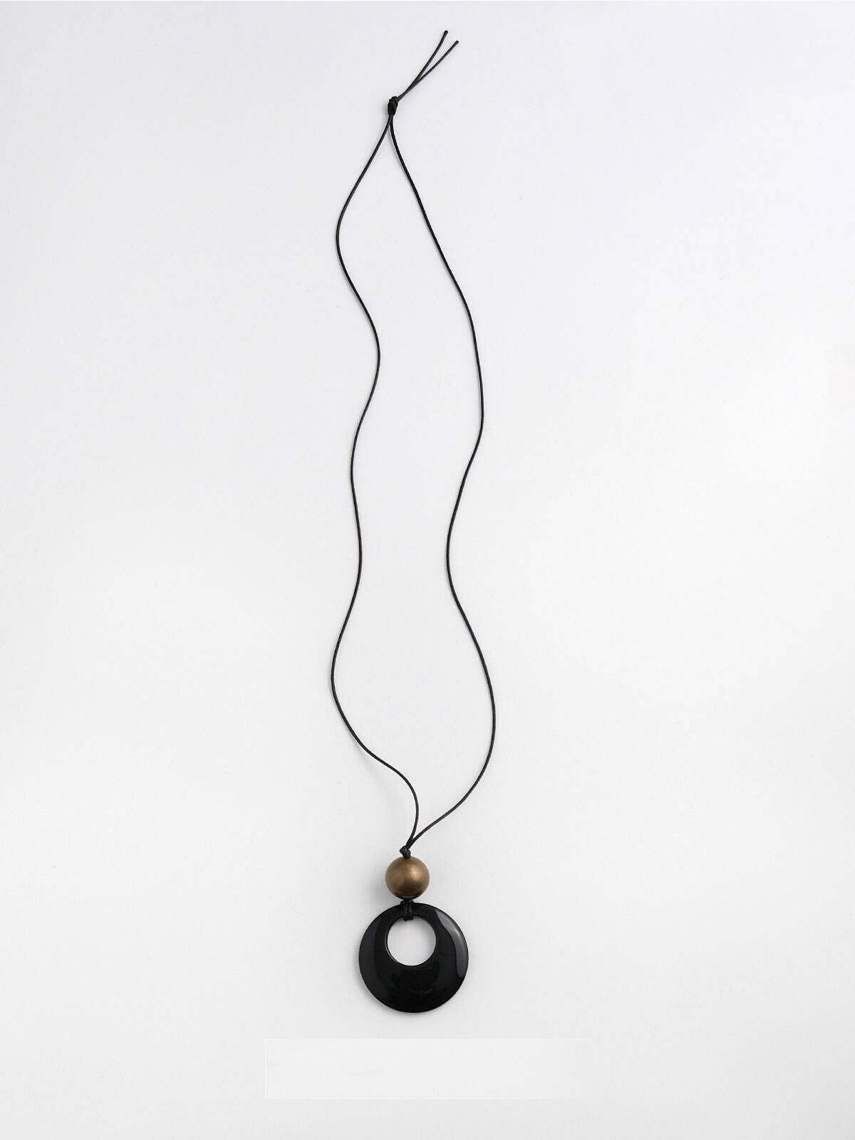 Black Onyx Pendant Braided Rope Necklace