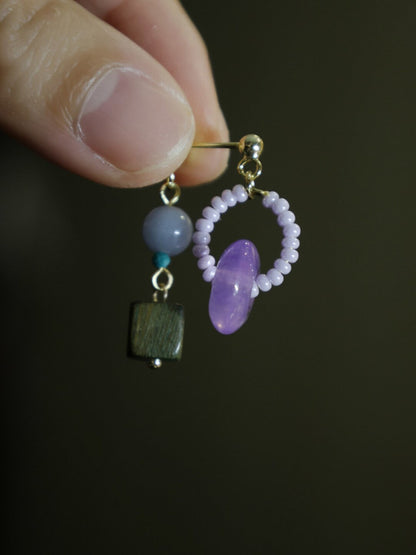 Chinoiserie Lilac Beaded Earrings