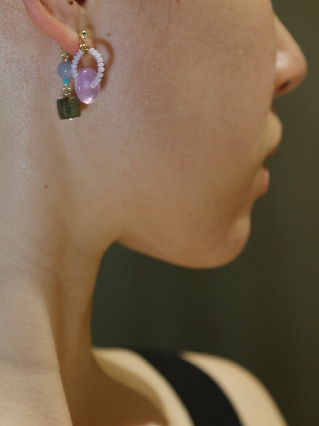 Chinoiserie Lilac Beaded Earrings