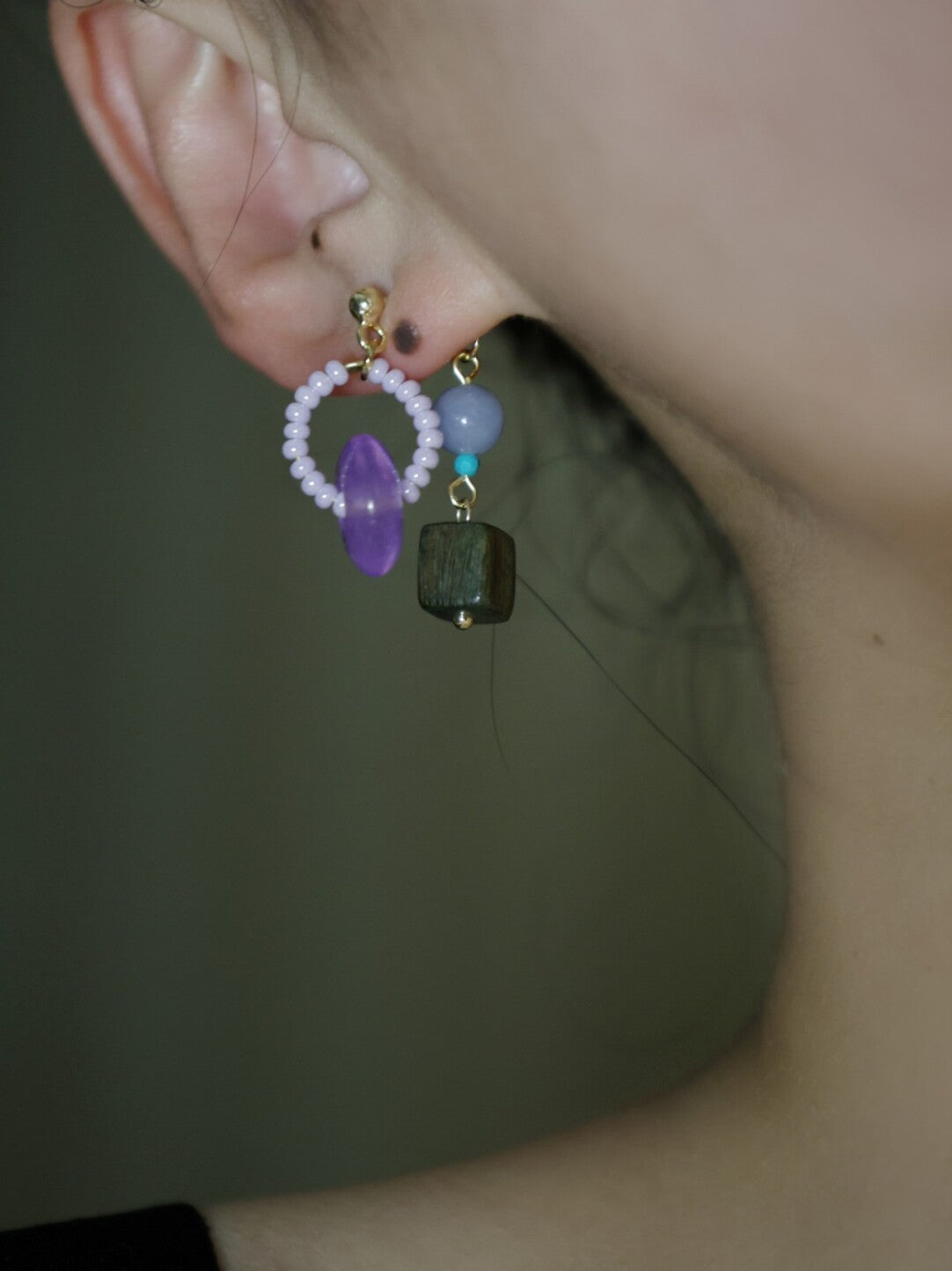 Chinoiserie Lilac Beaded Earrings