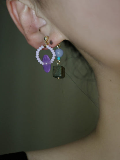 Chinoiserie Lilac Beaded Earrings