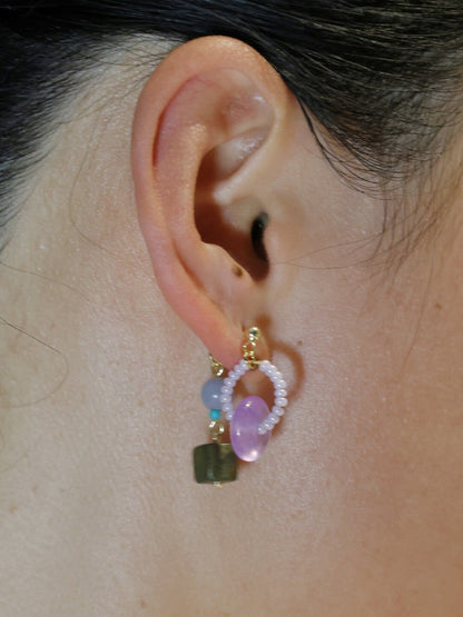 Chinoiserie Lilac Beaded Earrings