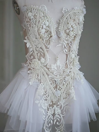 Holy Princess Lace Pearl Beaded Tassel Bodice Set