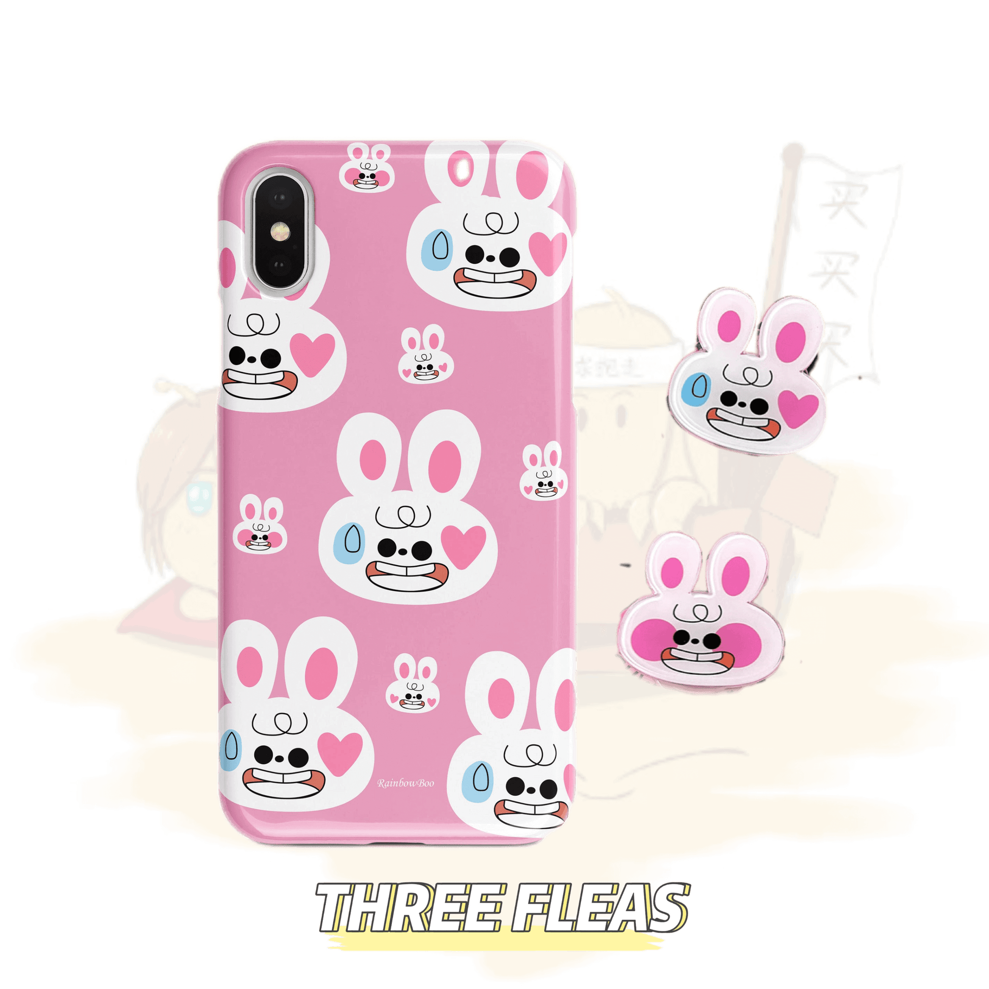 Pink speechless sweat-drop rabbit | phone accessories | Three Fleas