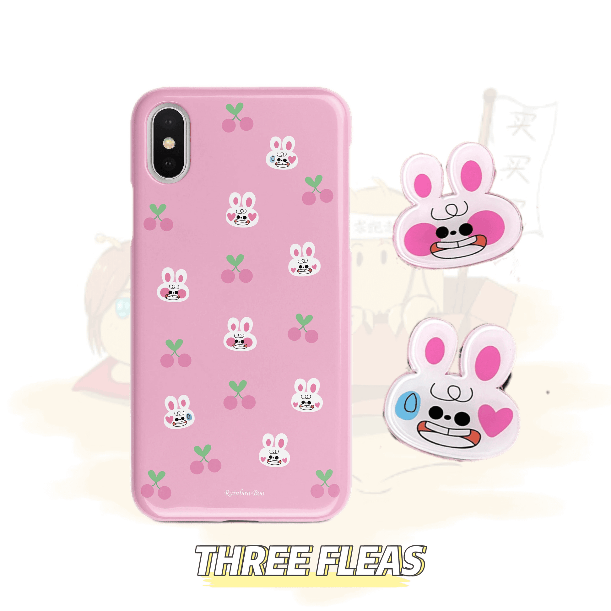 Pink Cherry Rabbit | phone accessories | Three Fleas