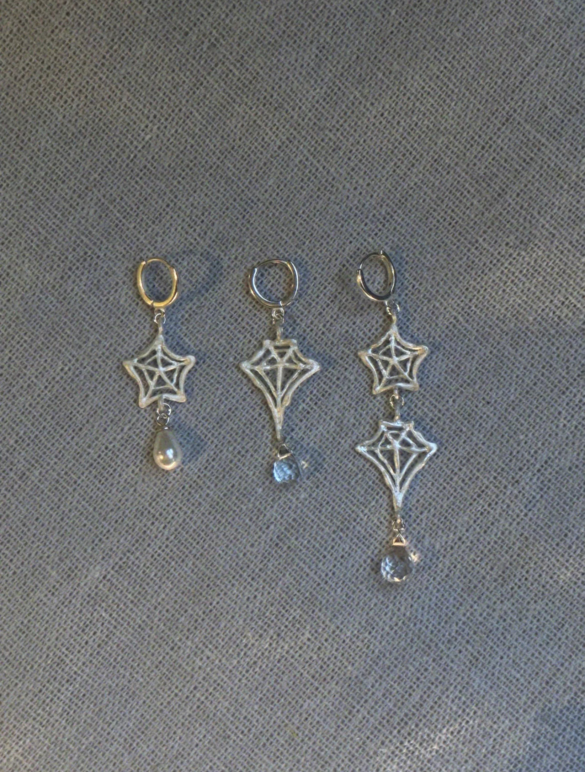 Spiderweb Crystal Silver Earring