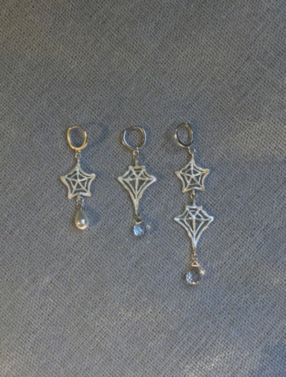 Spiderweb Crystal Silver Earring