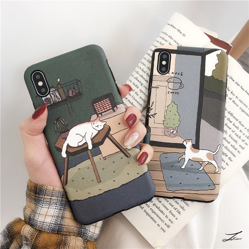 「iPhone」Cozy Cat Soft Cover - Three Fleas
