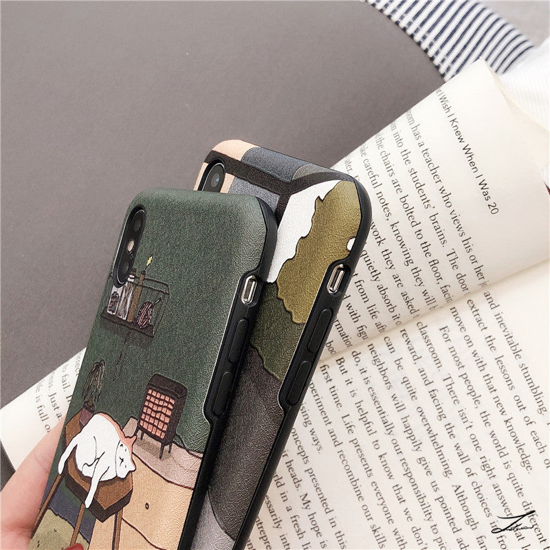 「iPhone」Cozy Cat Soft Cover - Three Fleas