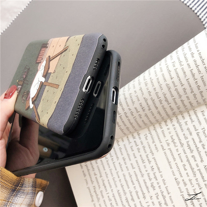 「iPhone」Cozy Cat Soft Cover - Three Fleas