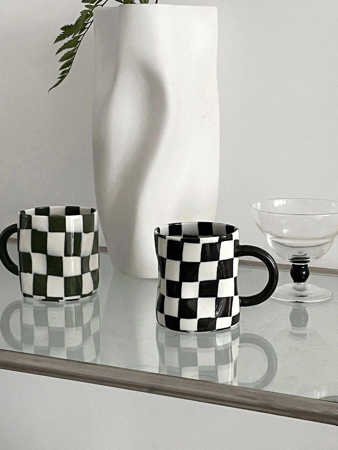 Earlobe Twisted Plaid Ceramic Mug  Basichome decor - Three Fleas