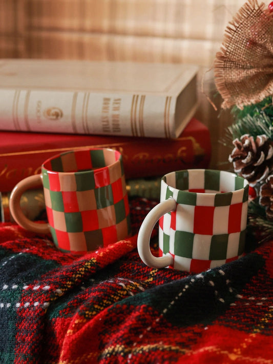 Earlobe Twisted Plaid Ceramic Mug  Xmas Specialhome decor - Three Fleas