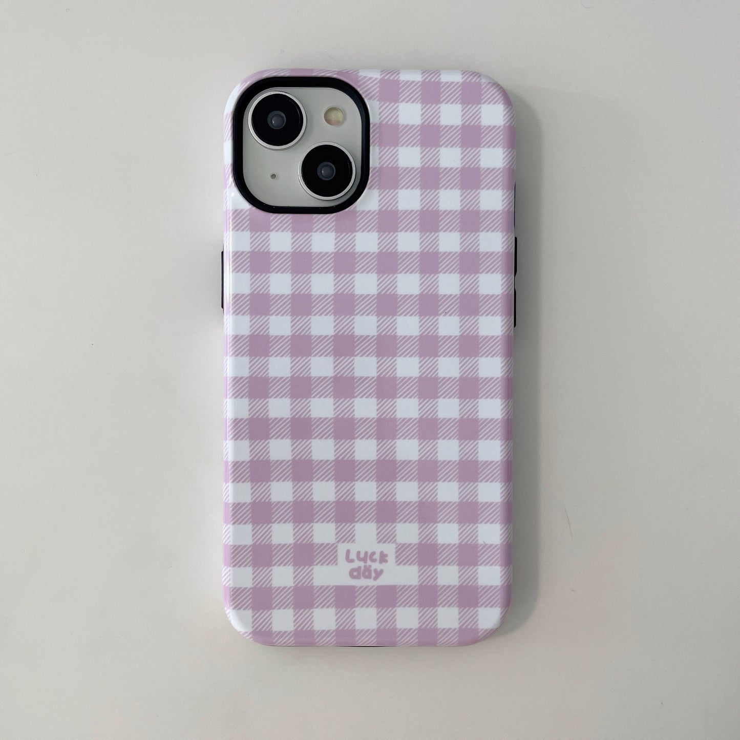 Pink Blue Plaid Double Layer Couple Phone Case