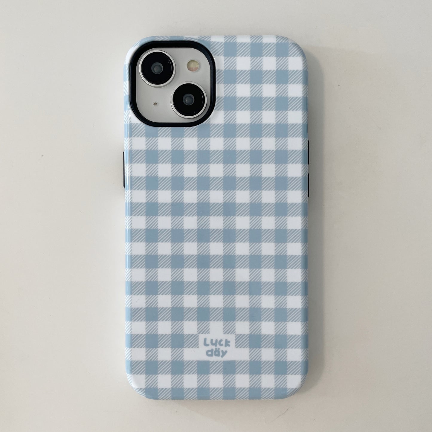 Pink Blue Plaid Double Layer Couple Phone Case