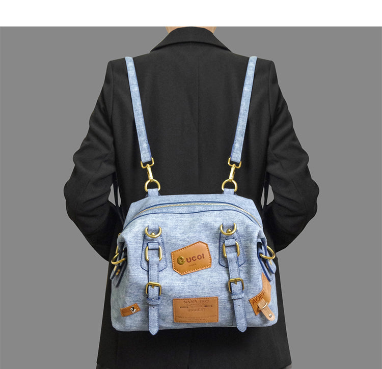 Retro Patch Rivet Shoulder Bag