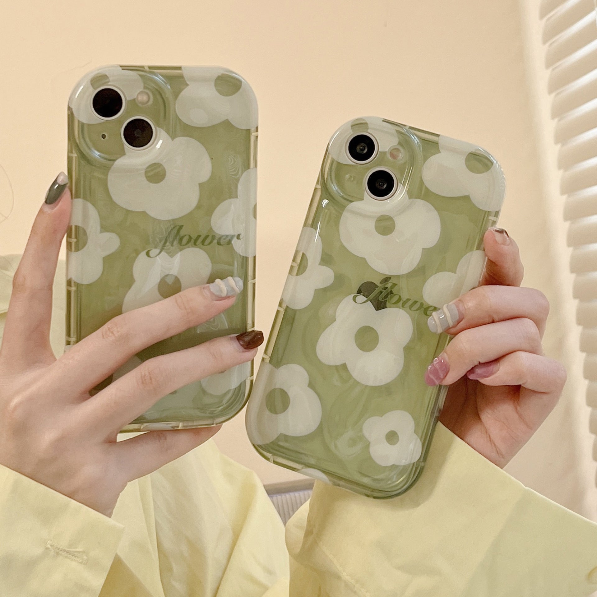 「iPhone」Semi-transparent Green Flower Coverphone accessories - Three Fleas