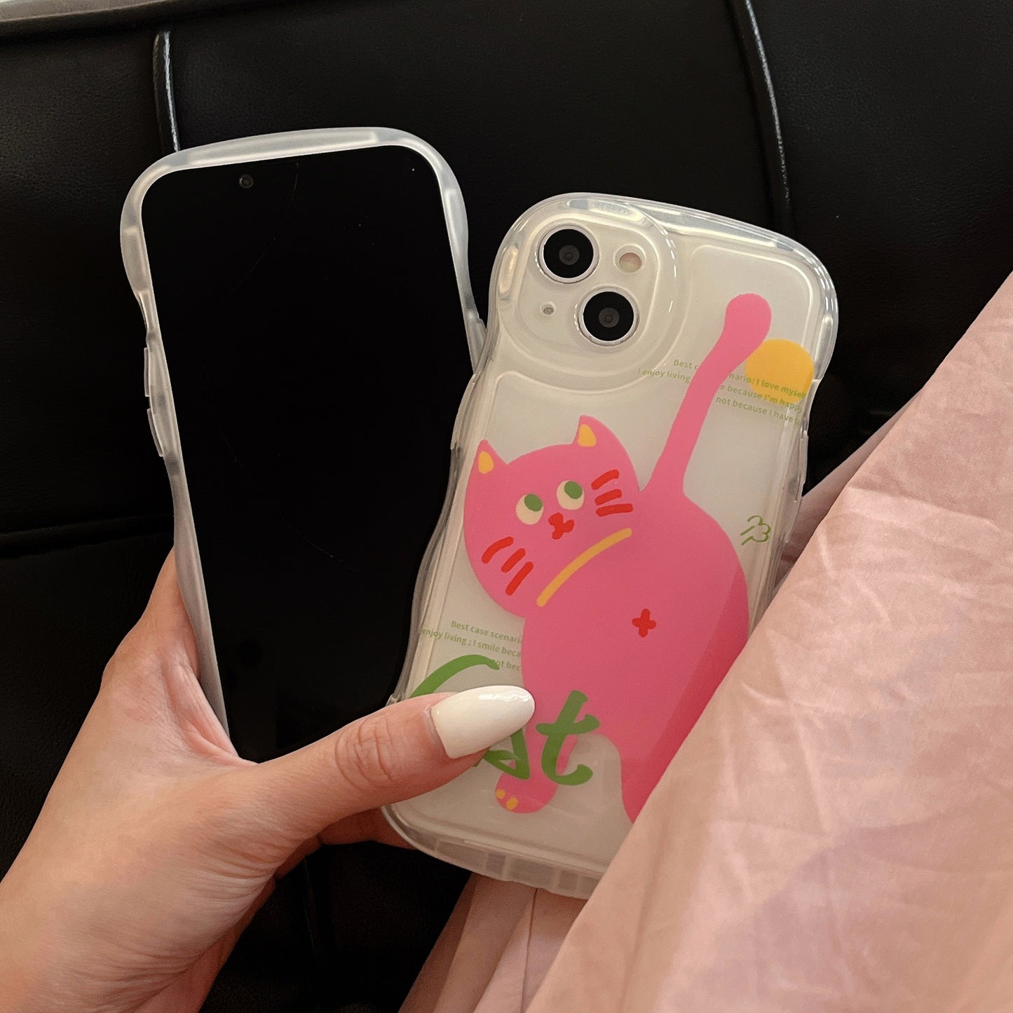「iPhone」Pinky Little Cat Curvy Casephone accessories - Three Fleas