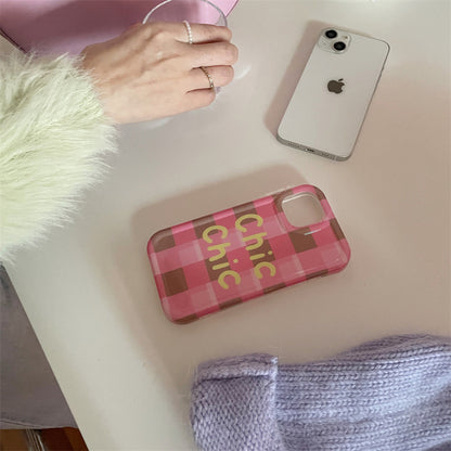 Simple Pink Checkered Case | phone accessories | Three Fleas