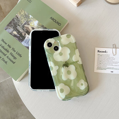 「iPhone」Semi-transparent Green Flower Coverphone accessories - Three Fleas