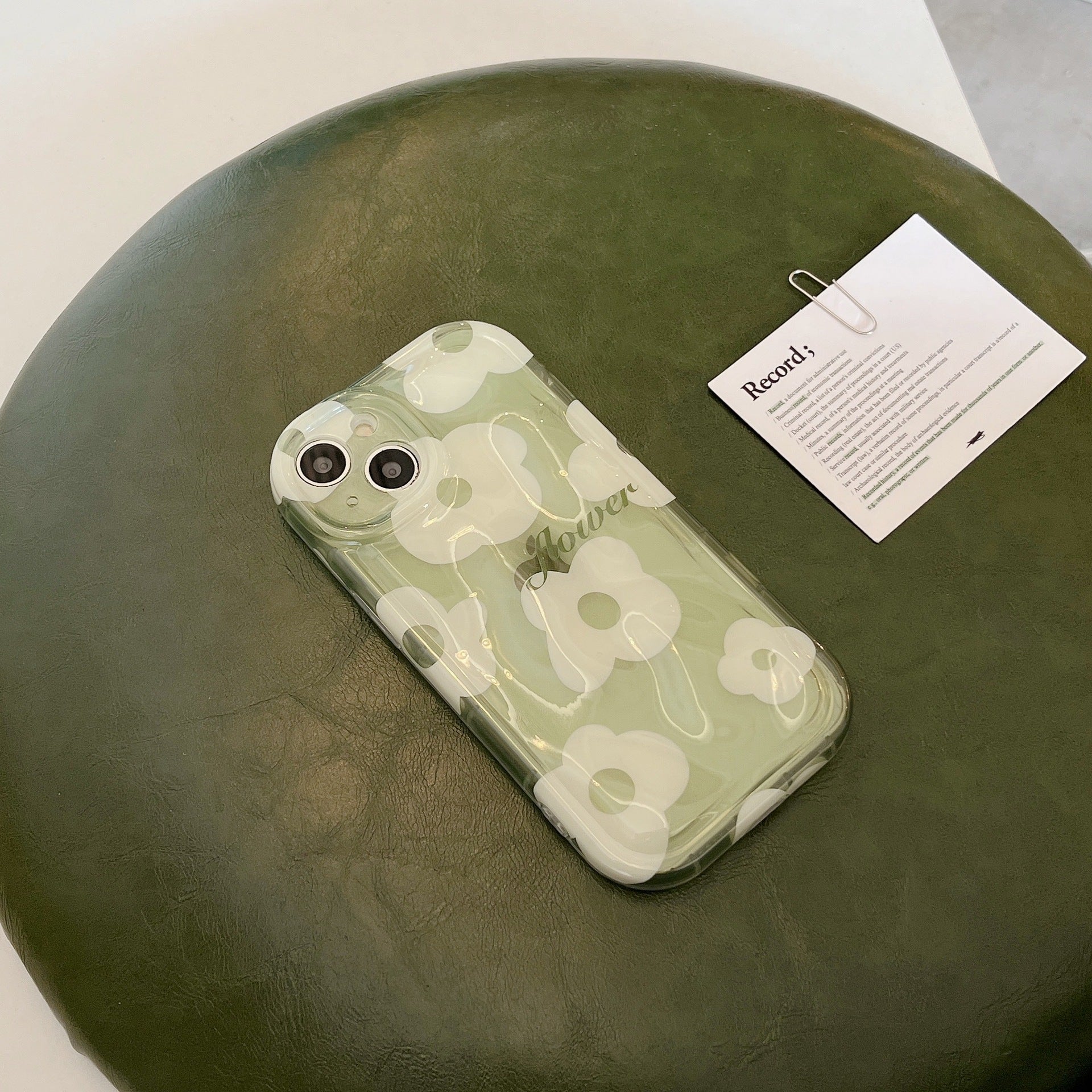 「iPhone」Semi-transparent Green Flower Coverphone accessories - Three Fleas