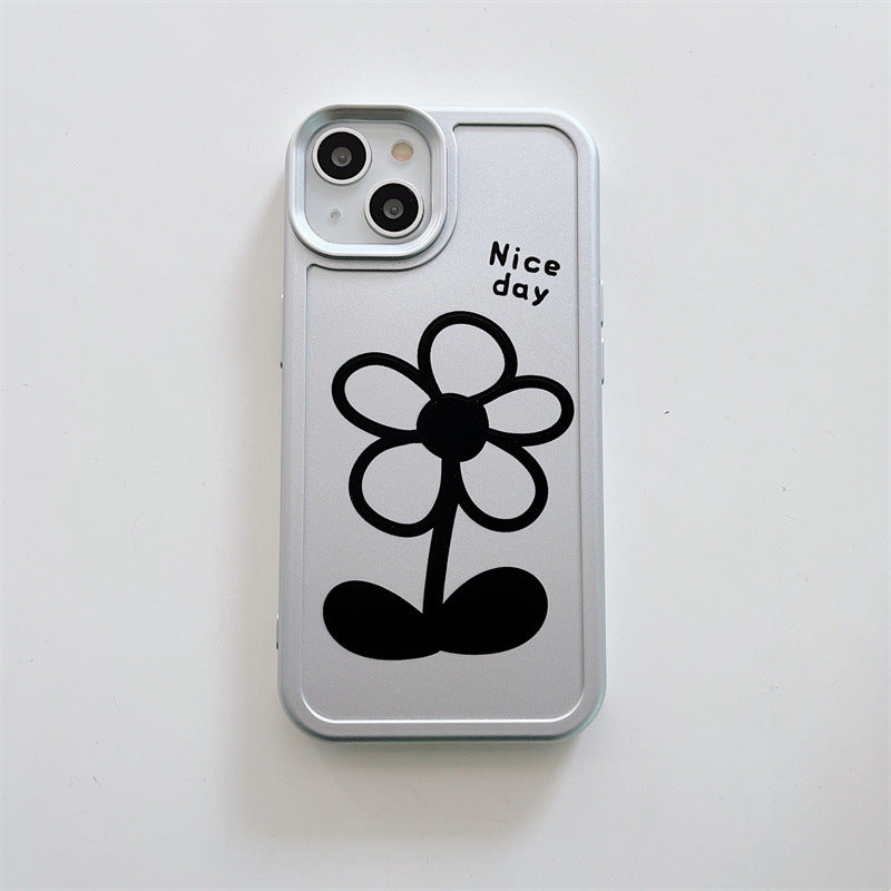 「iPhone」Black Flower with Grip Standphone accessories - Three Fleas