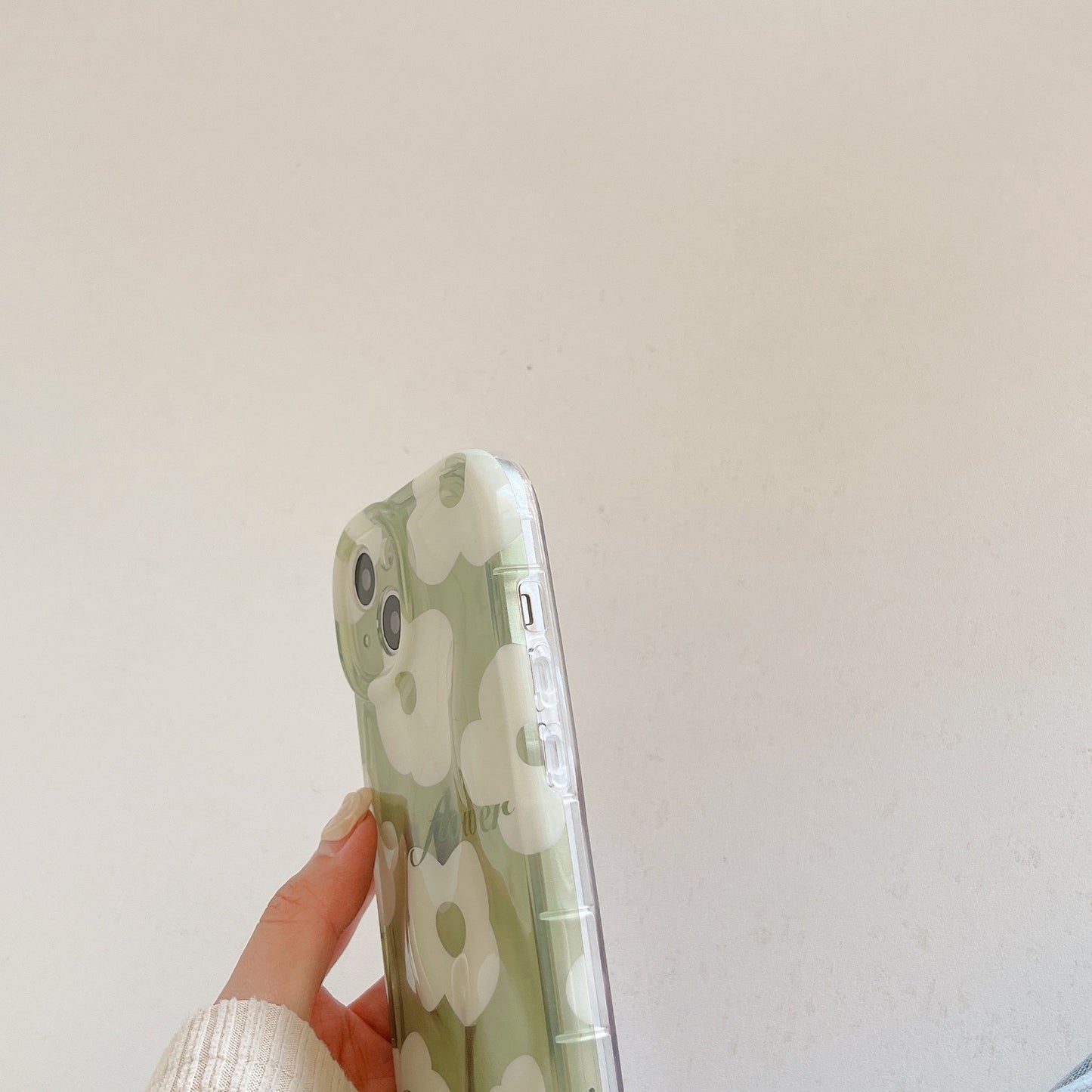 「iPhone」Semi-transparent Green Flower Coverphone accessories - Three Fleas