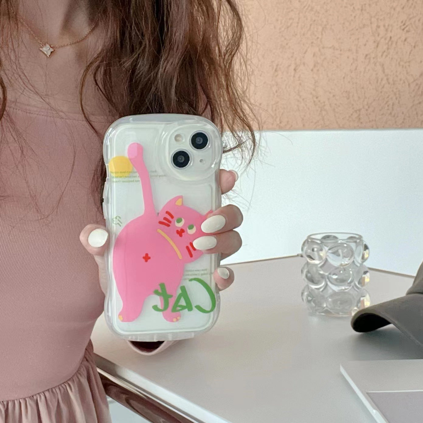 「iPhone」Pinky Little Cat Curvy Casephone accessories - Three Fleas