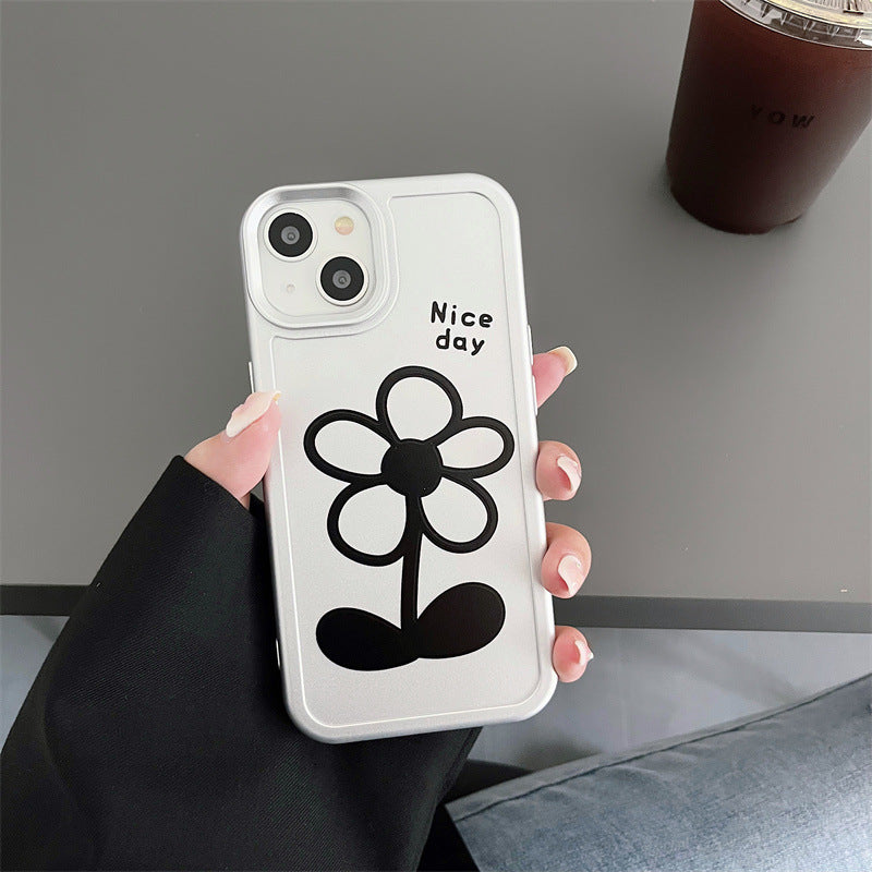 「iPhone」Black Flower with Grip Standphone accessories - Three Fleas