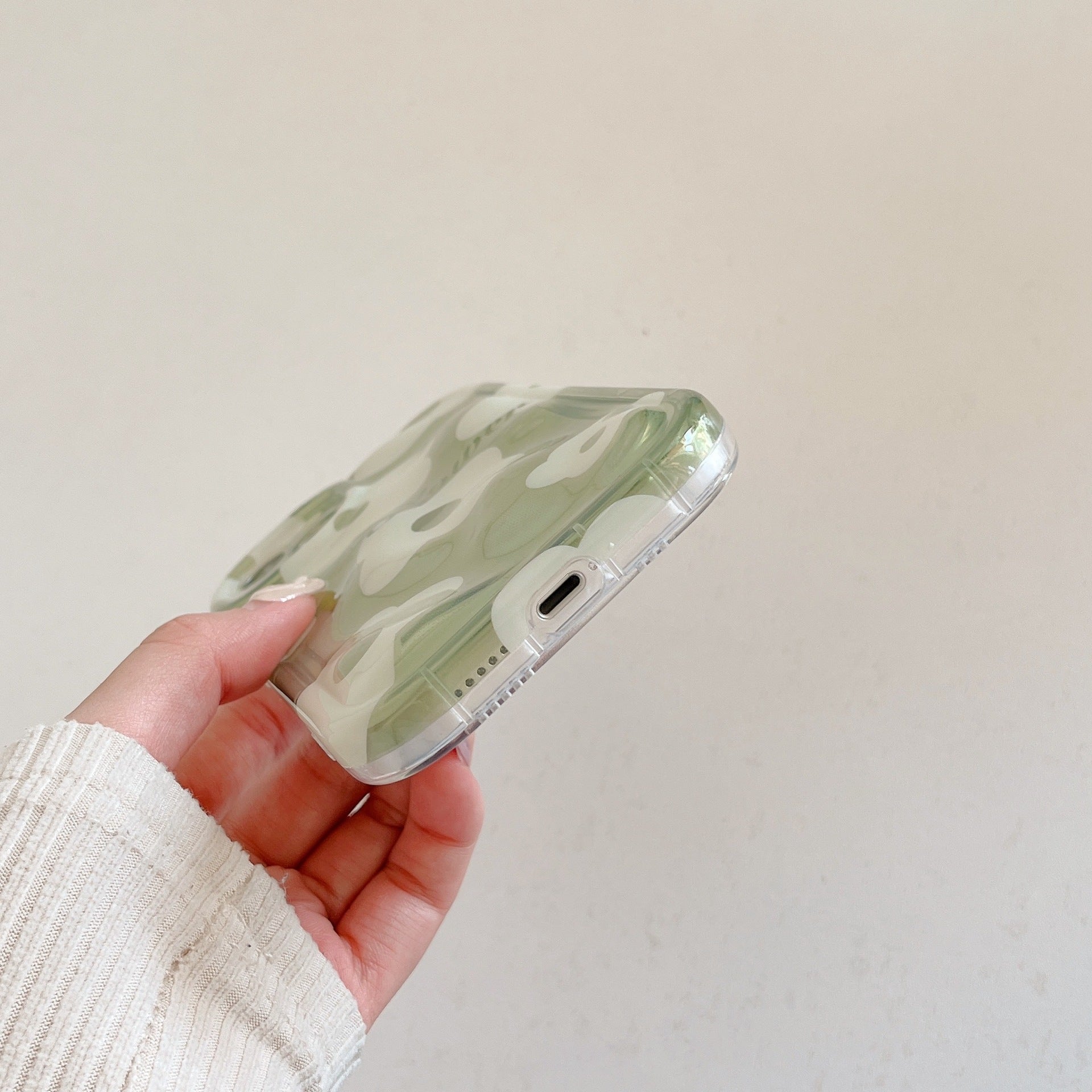 「iPhone」Semi-transparent Green Flower Coverphone accessories - Three Fleas