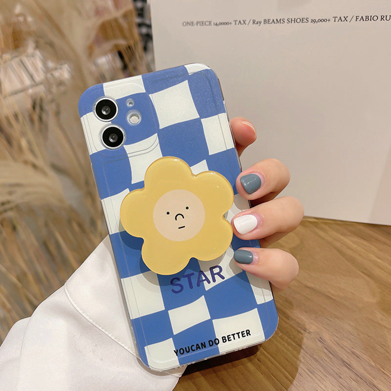 「iPhone,Huawei」Chessboard Soft Cover With flower holderphone accessories - Three Fleas