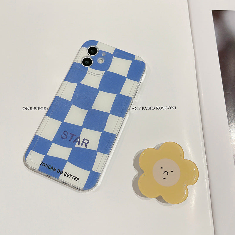 「iPhone,Huawei」Chessboard Soft Cover With flower holderphone accessories - Three Fleas