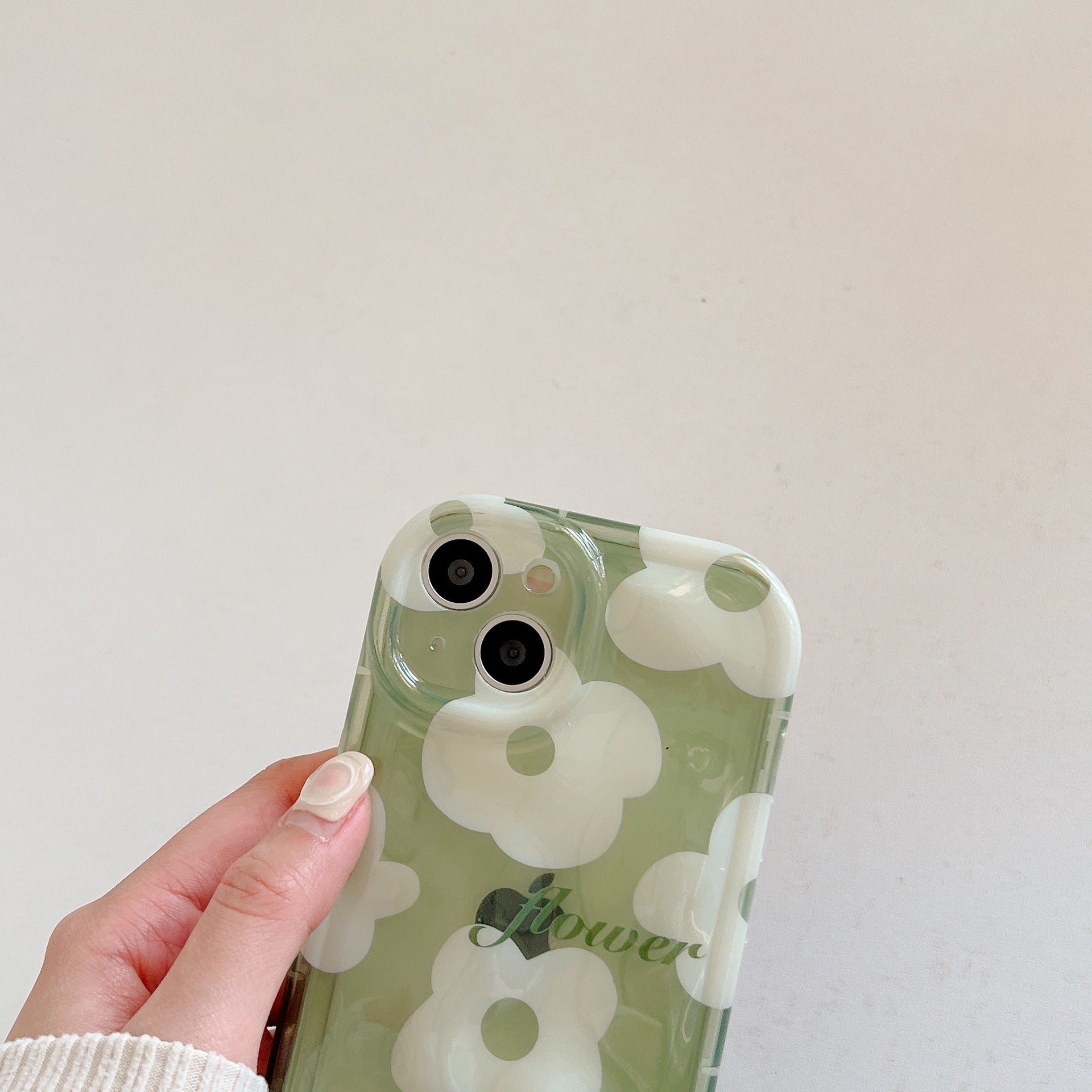 「iPhone」Semi-transparent Green Flower Coverphone accessories - Three Fleas
