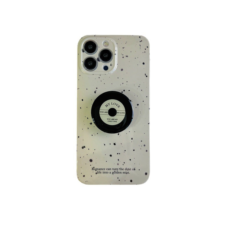 「iPhone」Niche Green Phone Cover with Vinyl Record Grip Standphone accessories - Three Fleas
